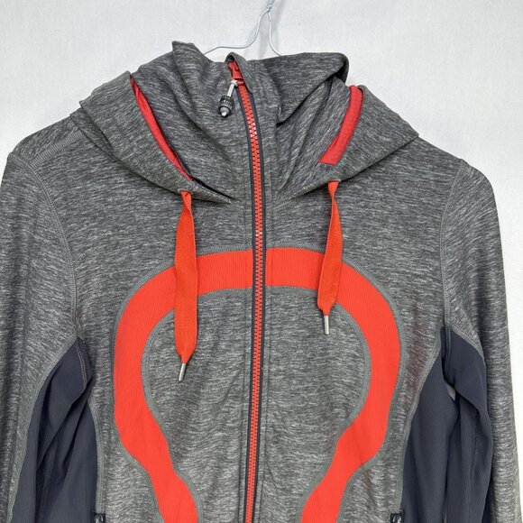 Lululemon Women’s Stride Jacket II Hoodie Full-Zip Size 6 Grey Red Activewear - Picture 2 of 9